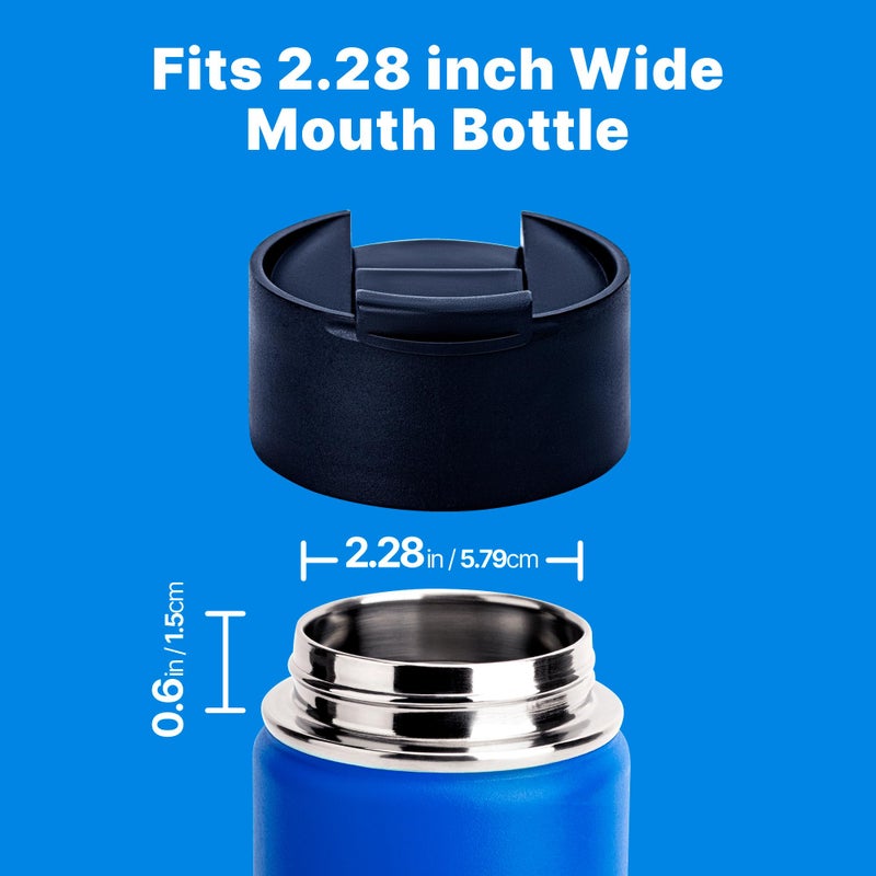 Bluwing Flip Lid for Hydro Flask Wide Mouth  Replacement Lid for Hydroflask 12-64 oz Simple Modern  Takeya  Iron Flask and Other Wide Mouth Bottle (Black) - Image 5